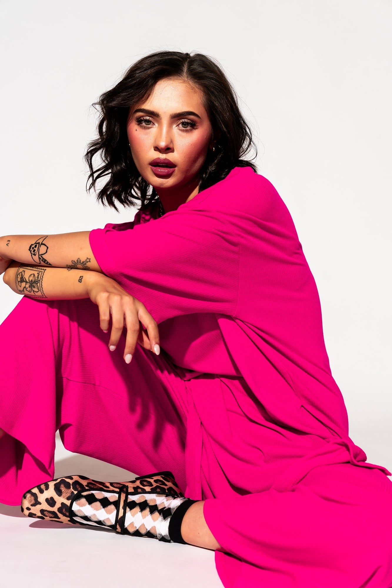 LALA ORIGINAL: Lex Ribbed Playsuit in Hot Pink - Dressed in Lala