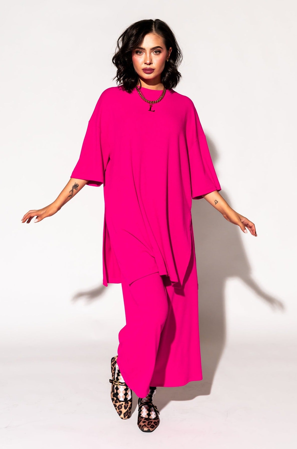 LALA ORIGINAL: Lex Ribbed Playsuit in Hot Pink - Dressed in Lala