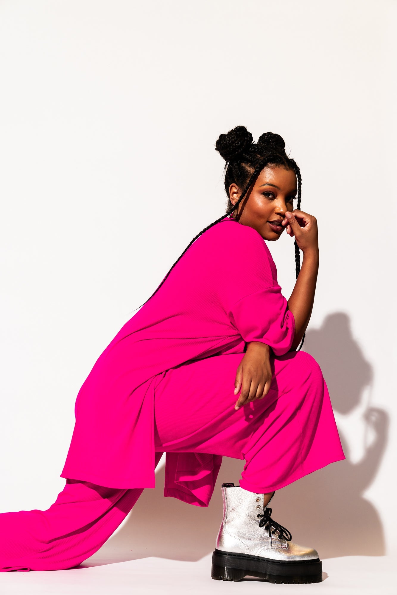LALA ORIGINAL: Lex Ribbed Playsuit in Hot Pink - Dressed in Lala