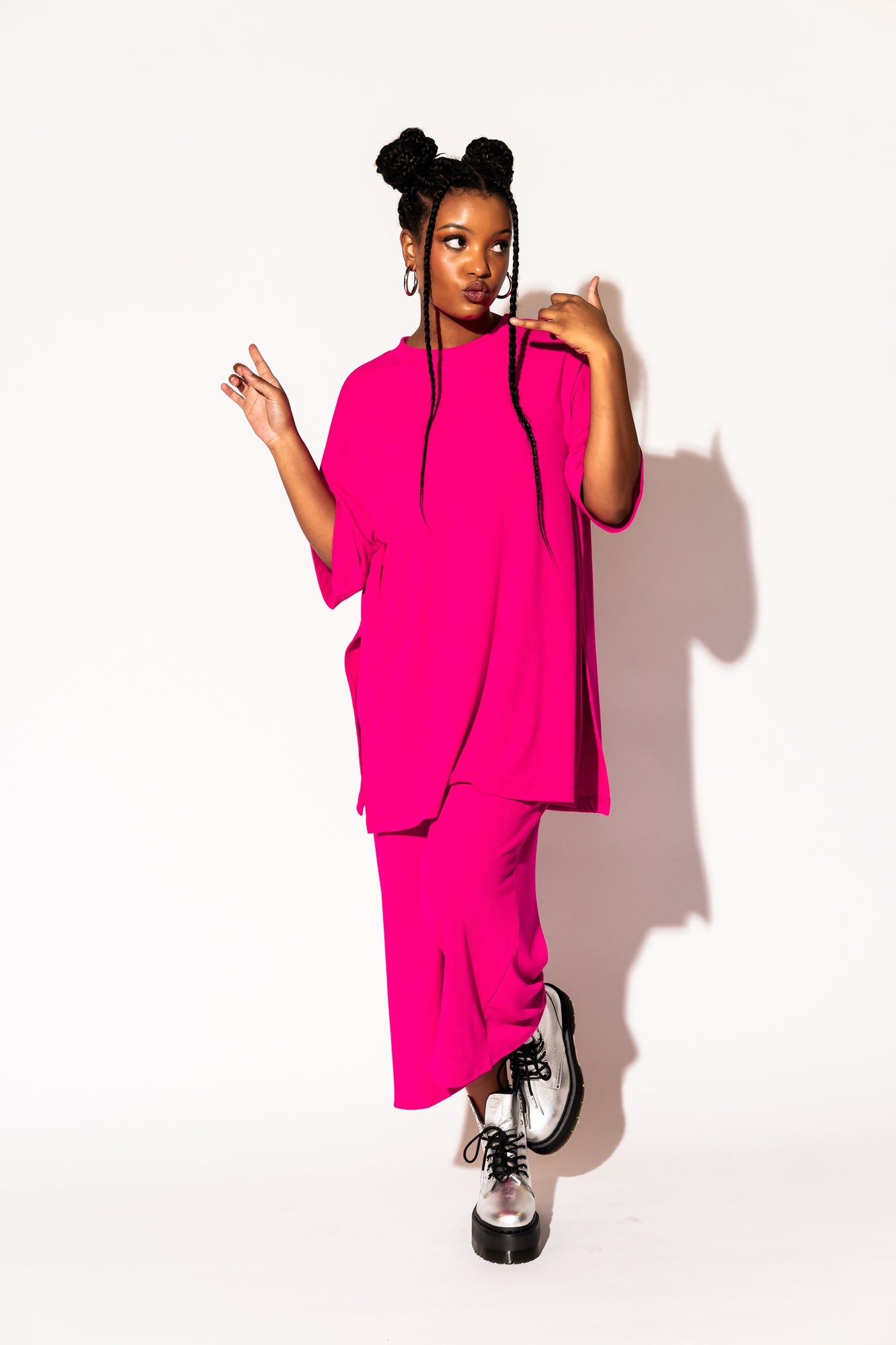 LALA ORIGINAL: Lex Ribbed Playsuit in Hot Pink - Dressed in Lala