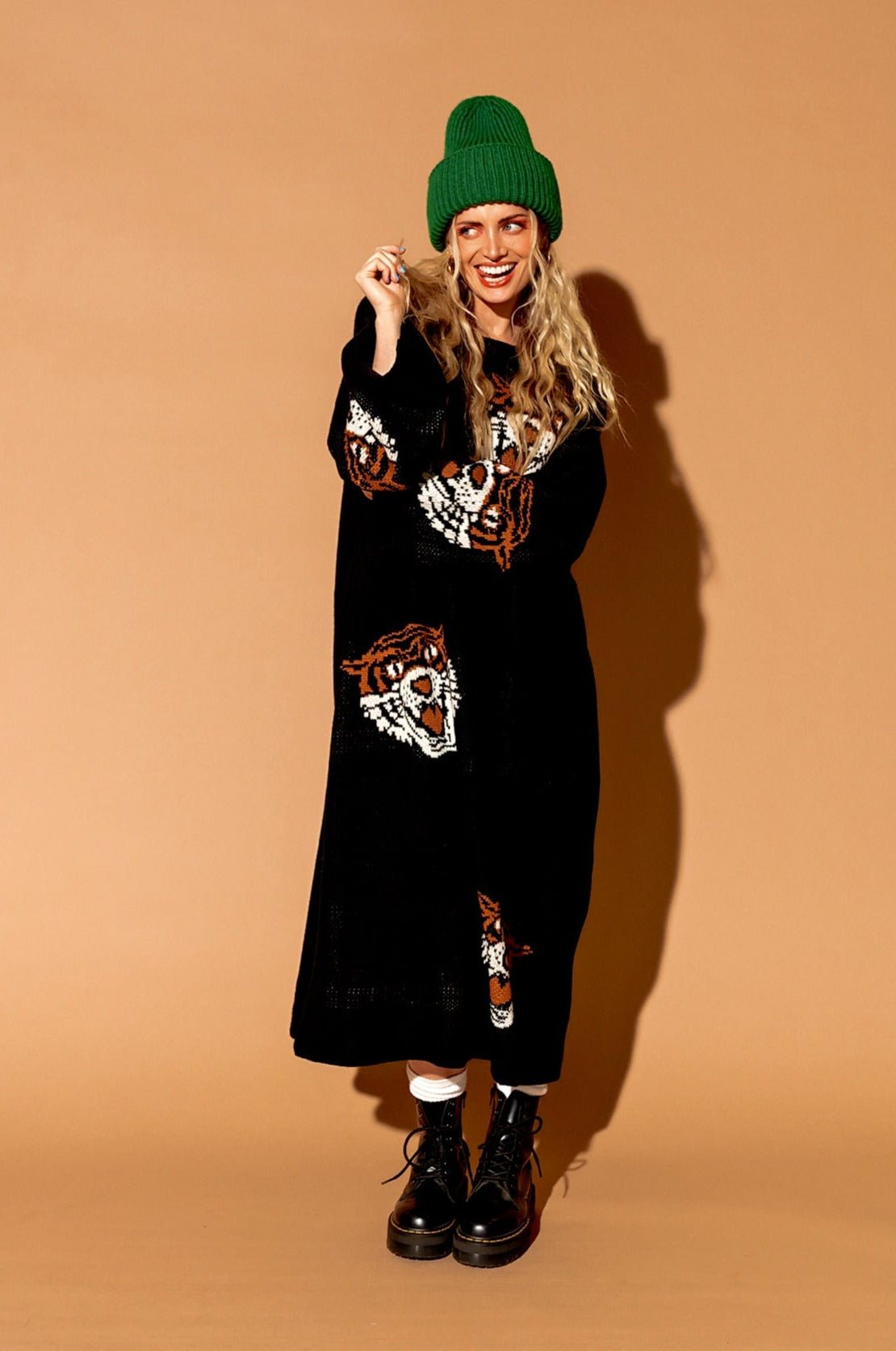 LALA ORIGINAL: Literally Limitless Oversized Knit Dress in Tigress *RESTOCKING SOON* - Dressed in Lala