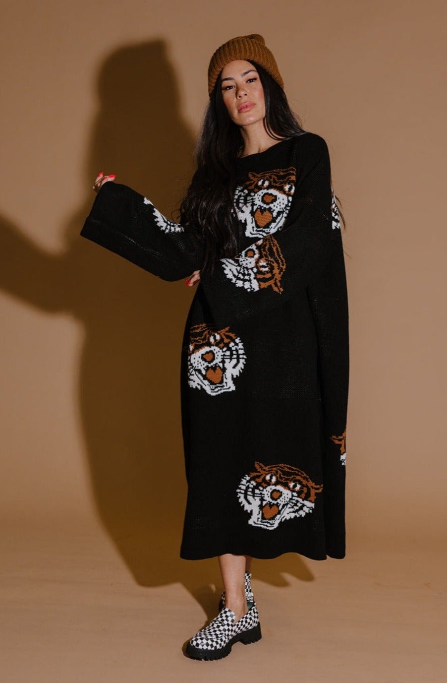 LALA ORIGINAL: Literally Limitless Oversized Knit Dress in Tigress *RESTOCKING SOON* - Dressed in Lala