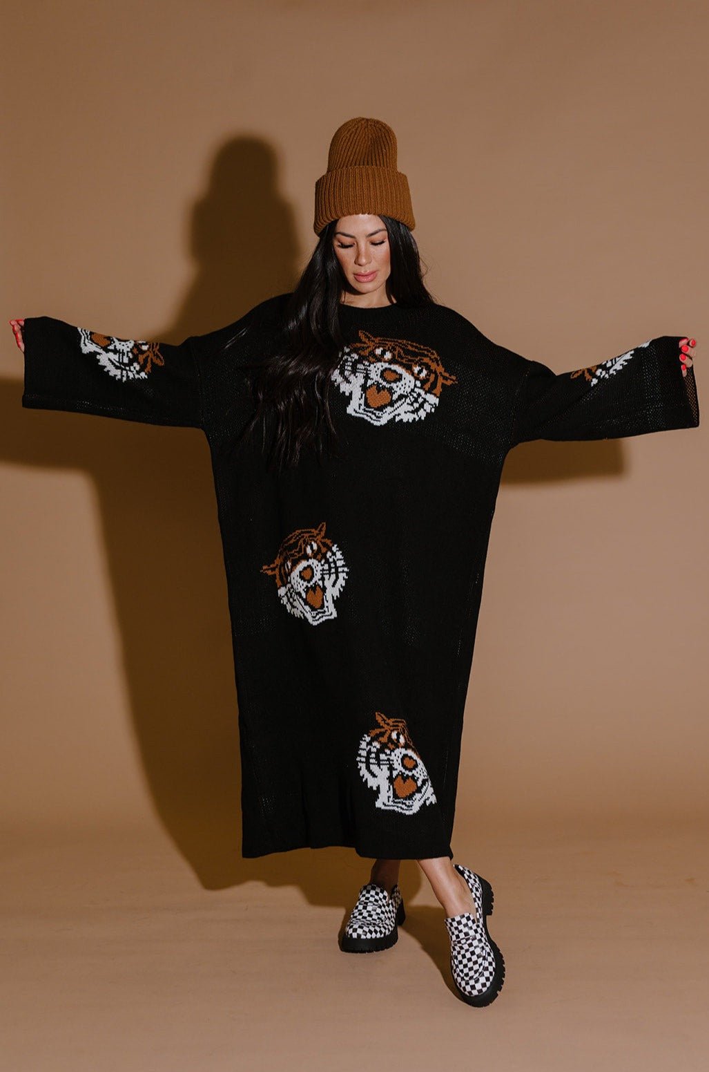 LALA ORIGINAL: Literally Limitless Oversized Knit Dress in Tigress *RESTOCKING SOON* - Dressed in Lala