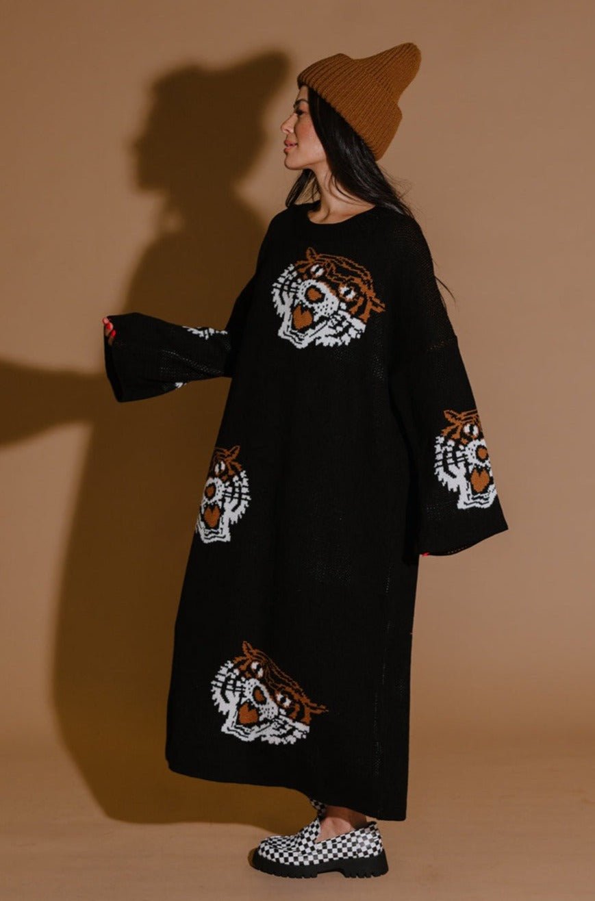 LALA ORIGINAL: Literally Limitless Oversized Knit Dress in Tigress *RESTOCKING SOON* - Dressed in Lala
