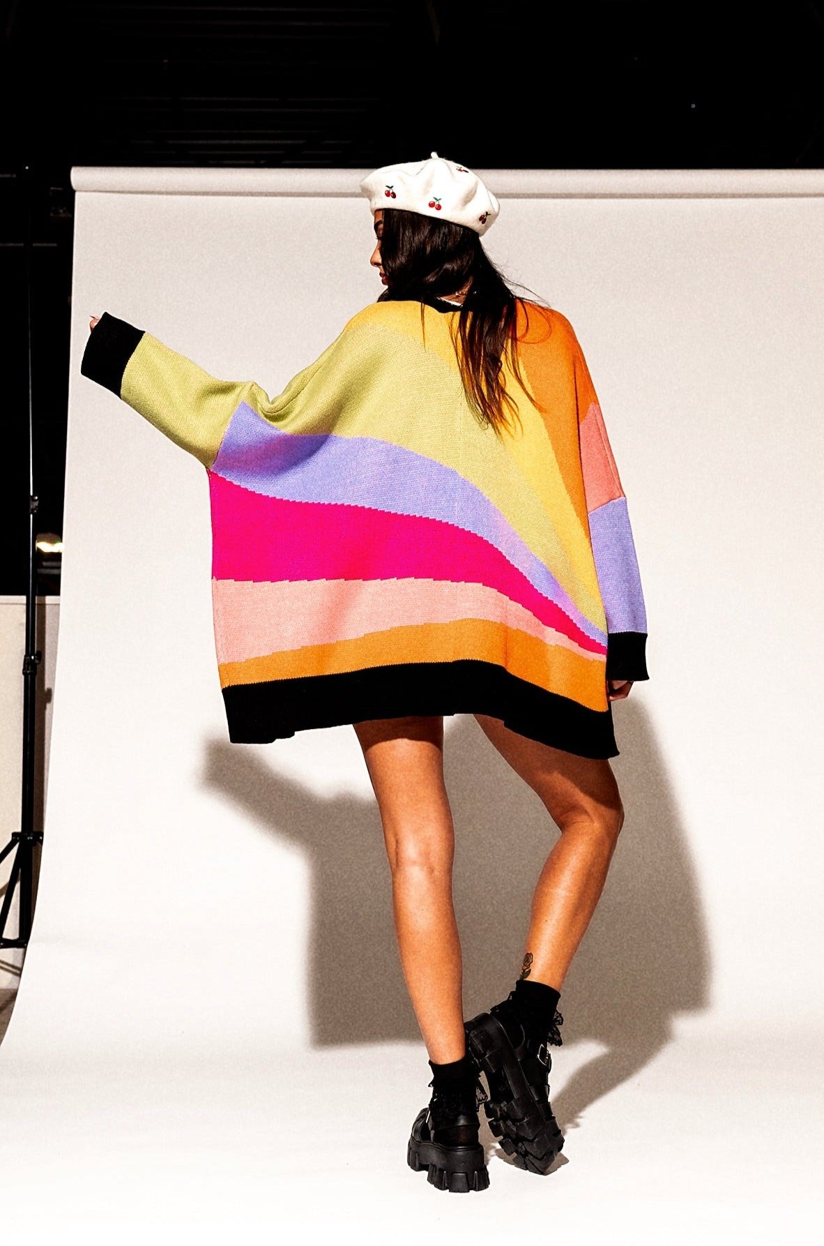 LALA ORIGINAL: Love Drunk Rainbow Oversized Cardigan - Dressed in Lala