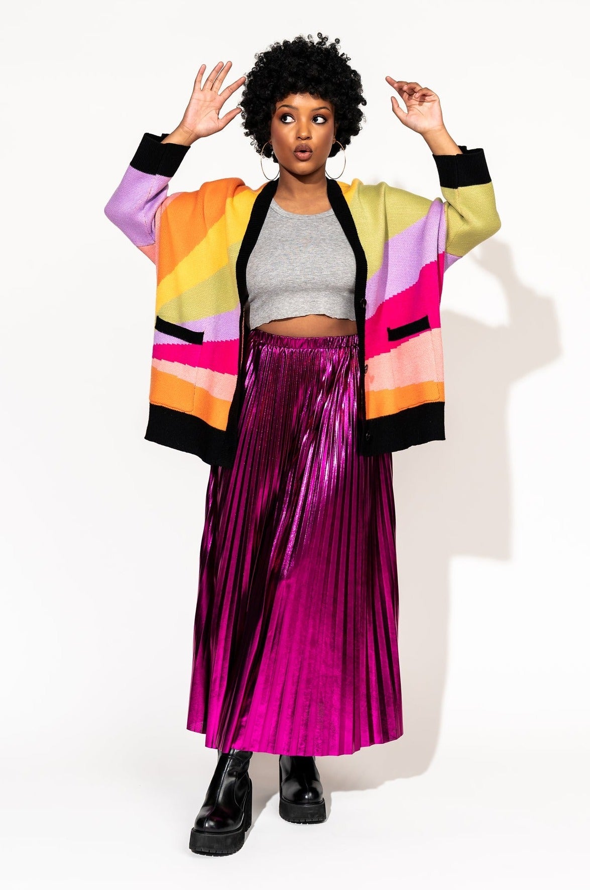 LALA ORIGINAL: Love Drunk Rainbow Oversized Cardigan - Dressed in Lala