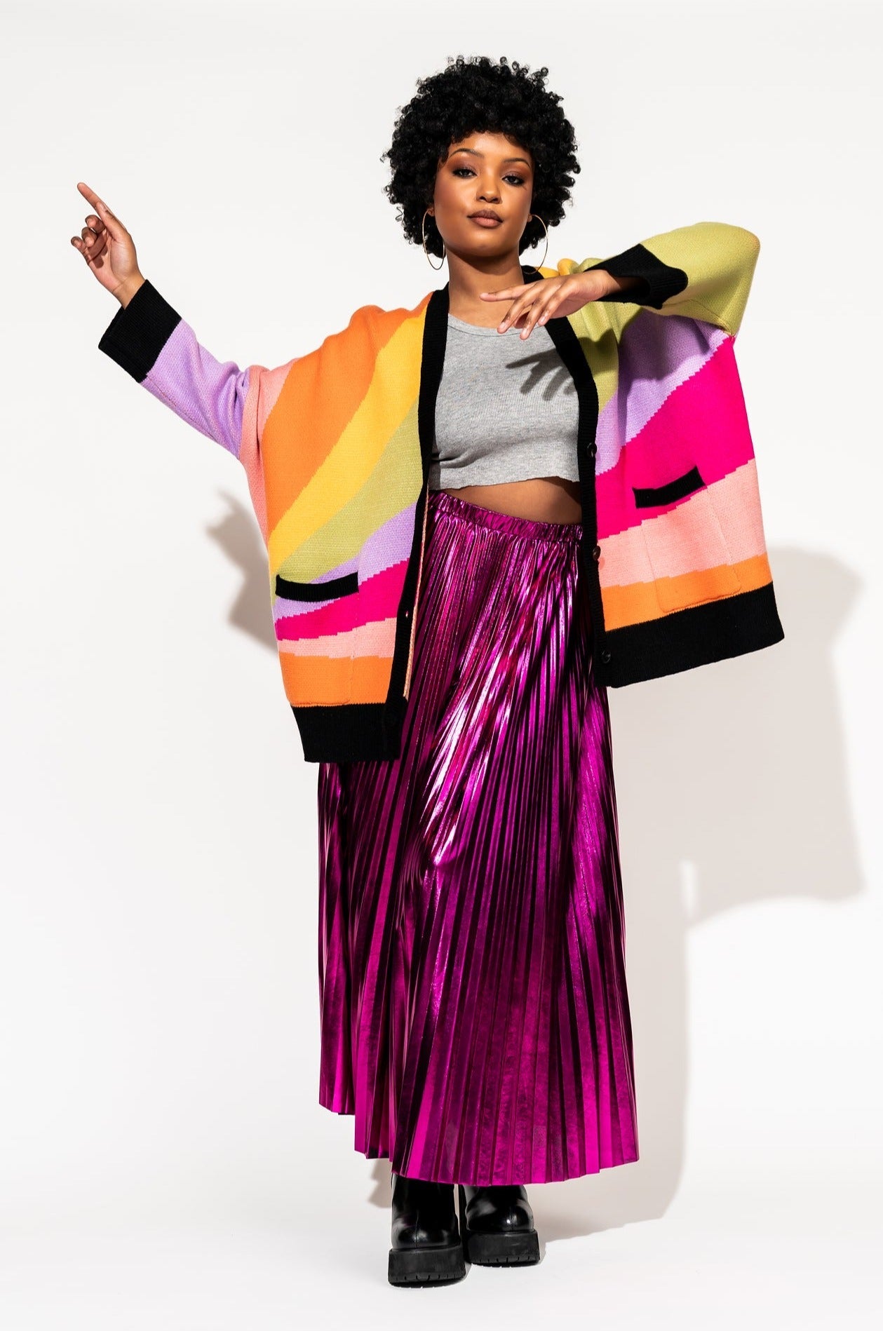 LALA ORIGINAL: Love Drunk Rainbow Oversized Cardigan - Dressed in Lala