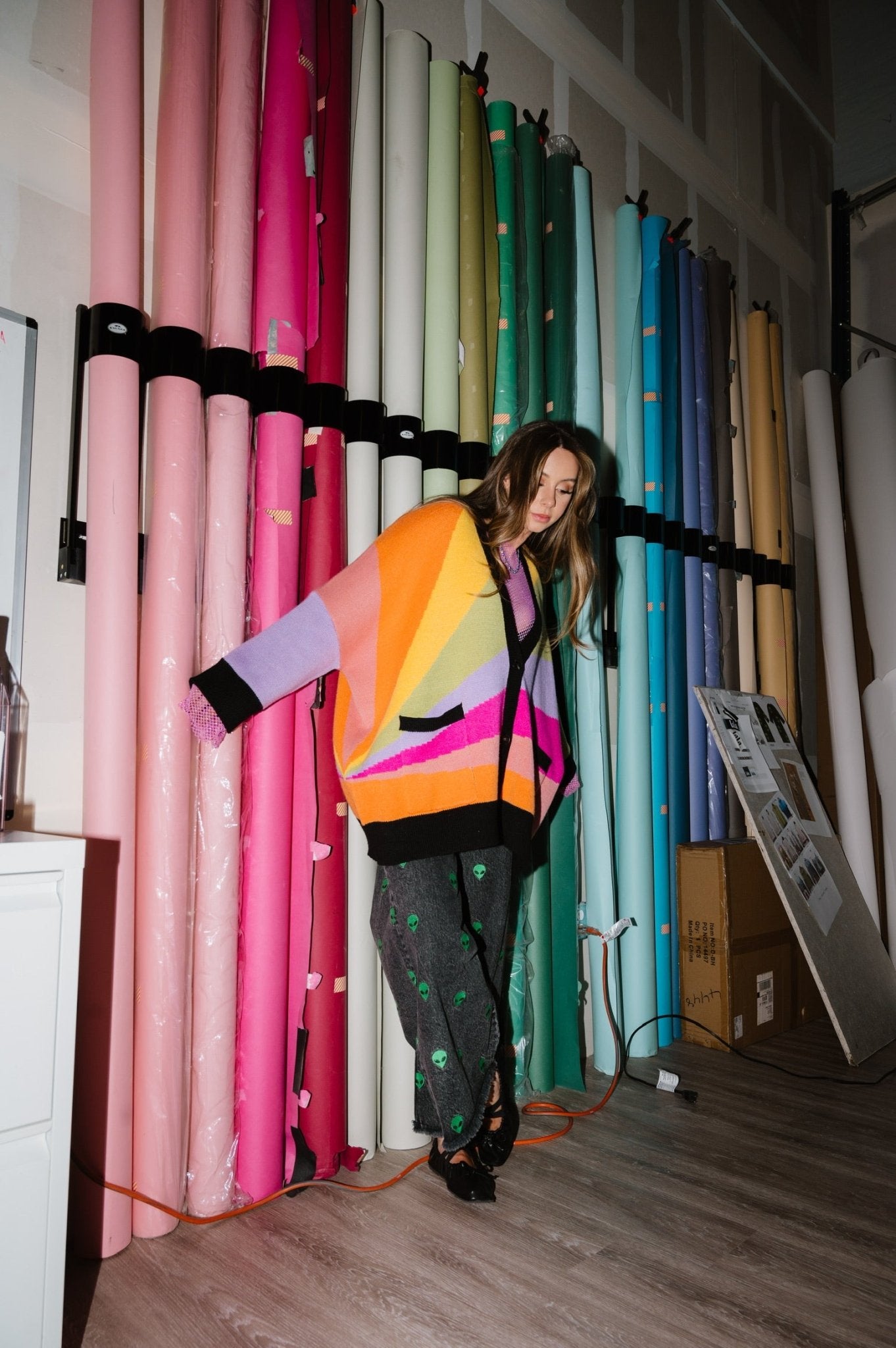 LALA ORIGINAL: Love Drunk Rainbow Oversized Cardigan - Dressed in Lala