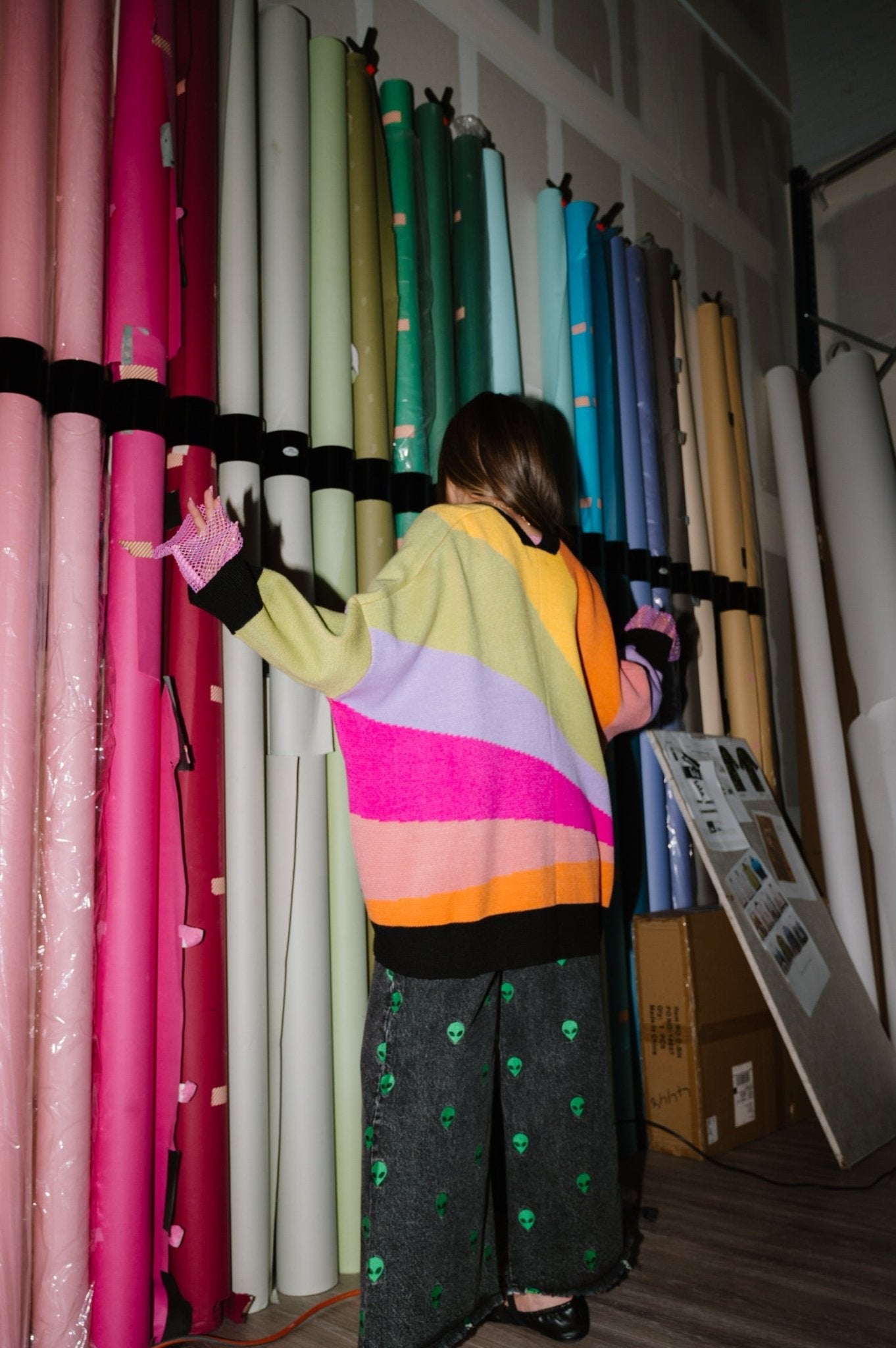 LALA ORIGINAL: Love Drunk Rainbow Oversized Cardigan - Dressed in Lala
