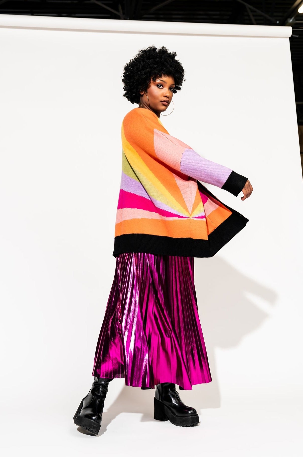 LALA ORIGINAL: Love Drunk Rainbow Oversized Cardigan - Dressed in Lala
