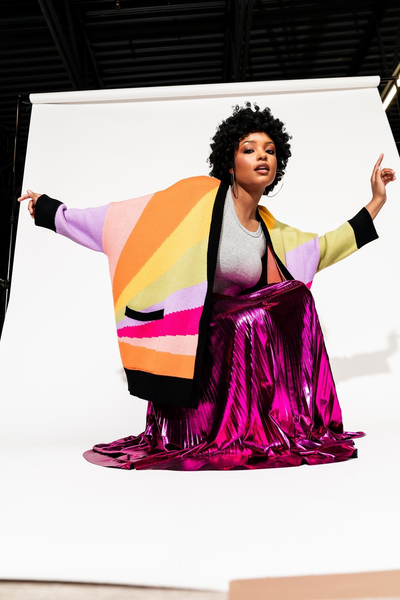 LALA ORIGINAL: Love Drunk Rainbow Oversized Cardigan - Dressed in Lala