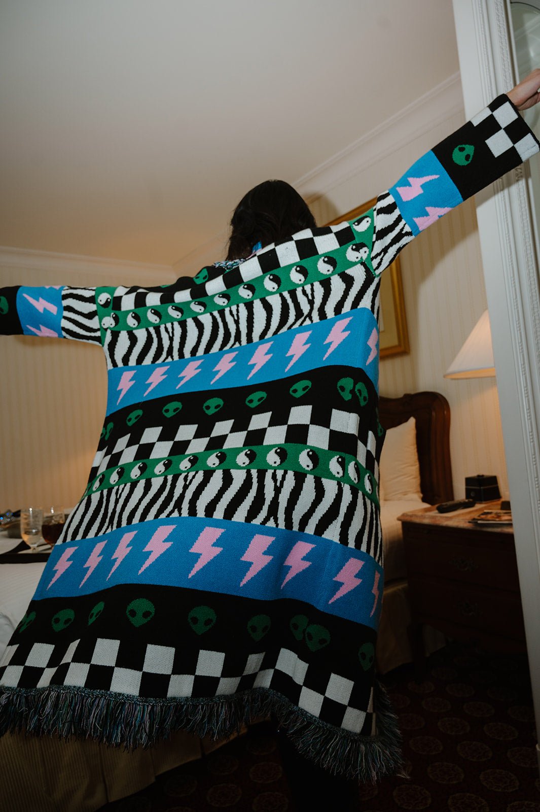 LALA ORIGINAL: Luxe Fringe Blanket Cardigan in Wonderstruck 2.0 - Dressed in Lala