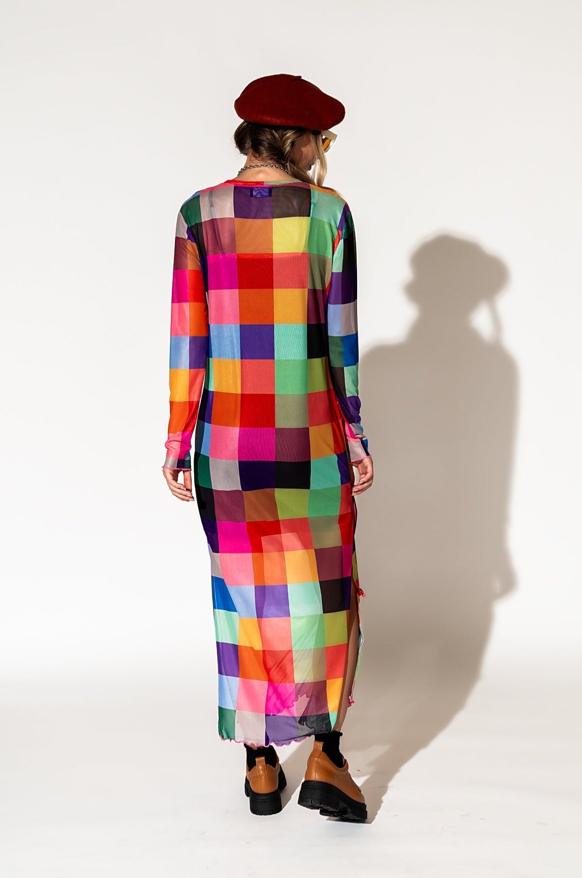 LALA ORIGINAL: Mad About You Long Sleeve Mesh Dress in Forever Young Check - Dressed in Lala