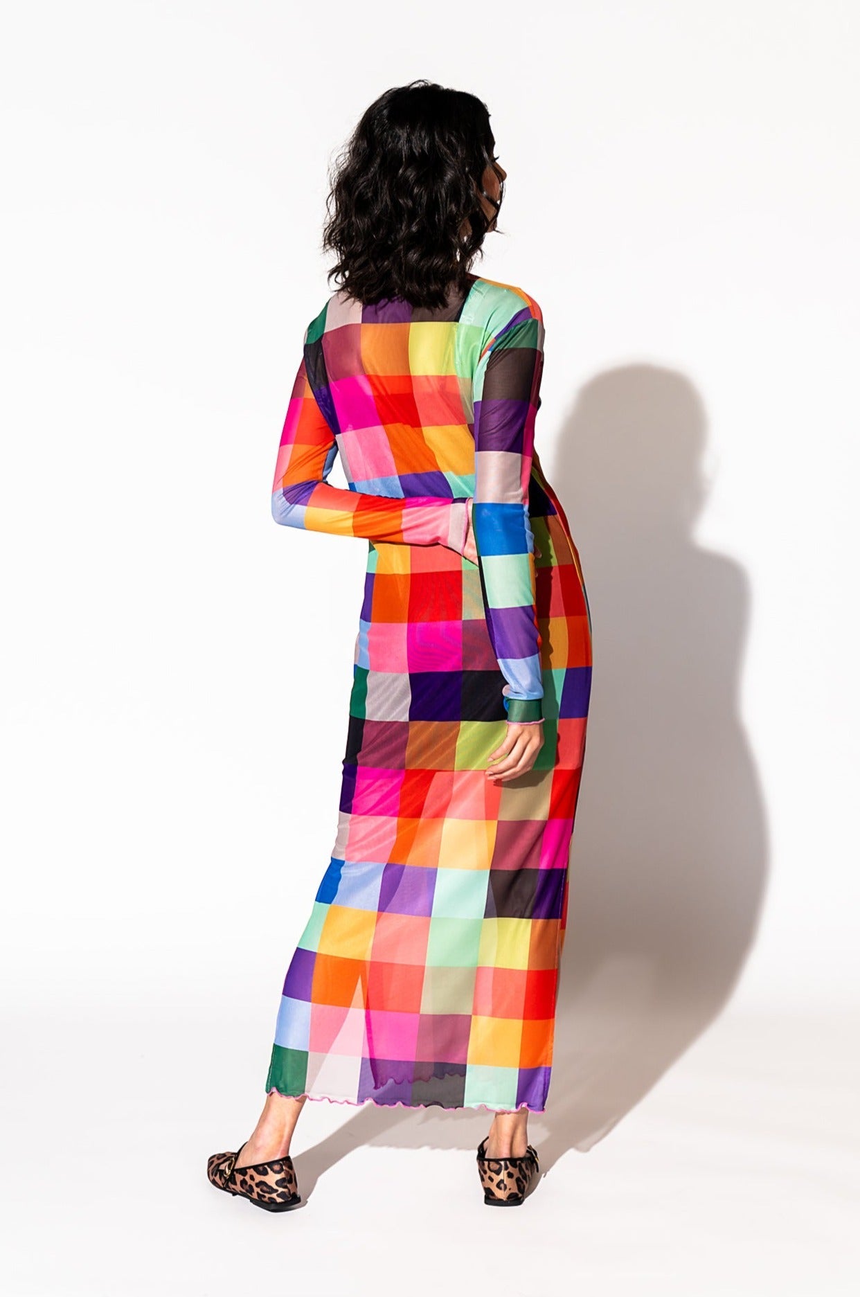 LALA ORIGINAL: Mad About You Long Sleeve Mesh Dress in Forever Young Check - Dressed in Lala