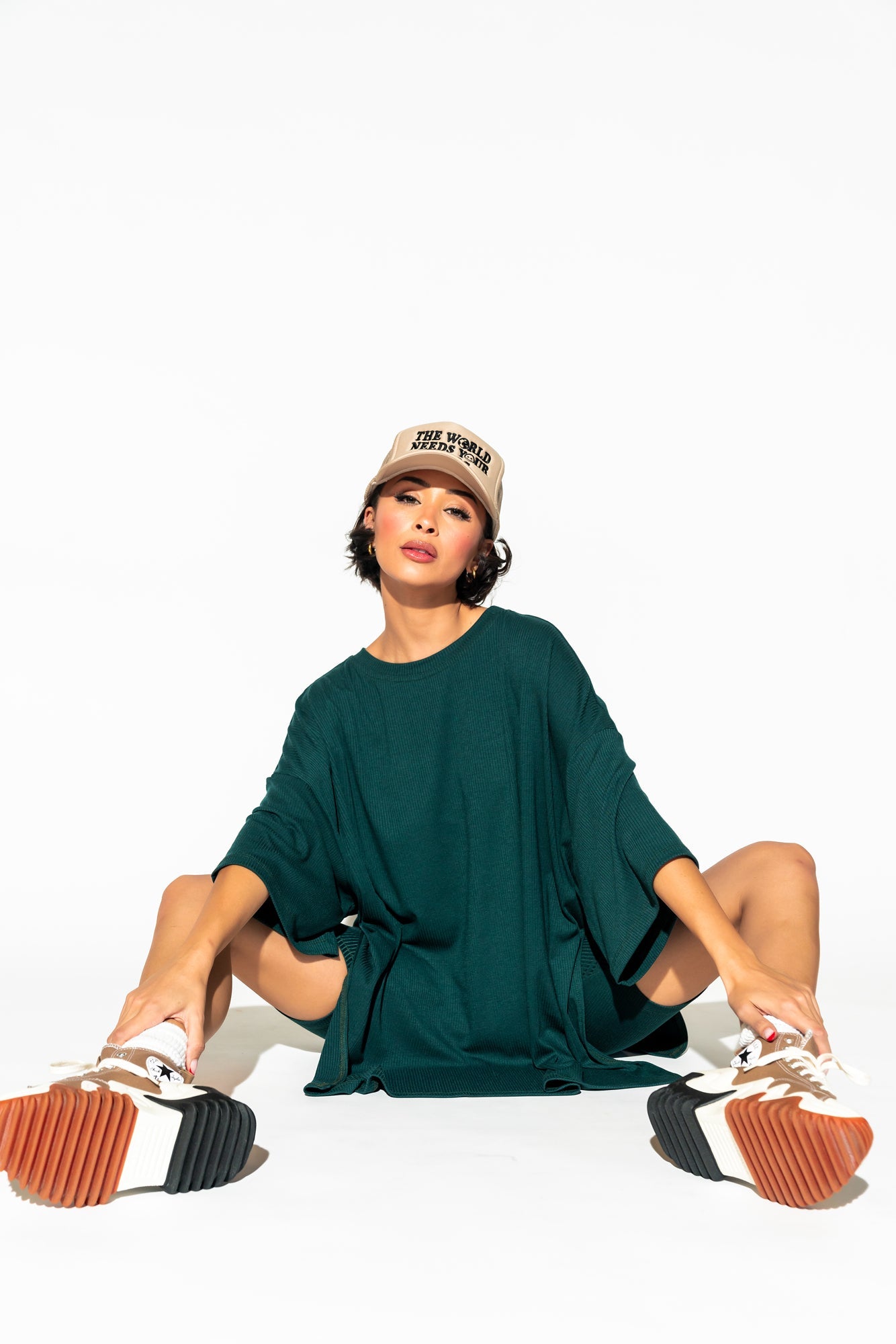 LALA ORIGINAL: Malone Ribbed Biker Set in Emerald - Dressed in Lala