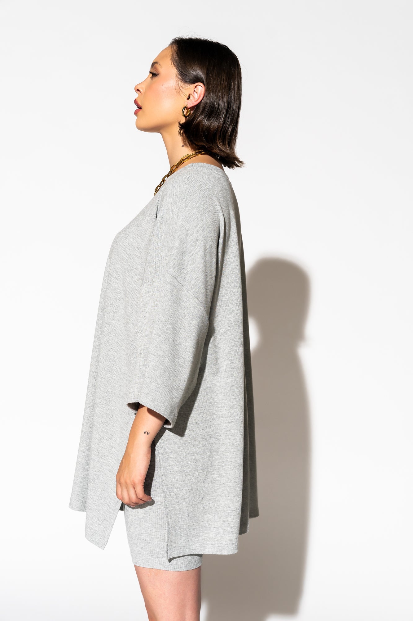 LALA ORIGINAL: Malone Ribbed Biker Set in Heather Grey - Dressed in Lala