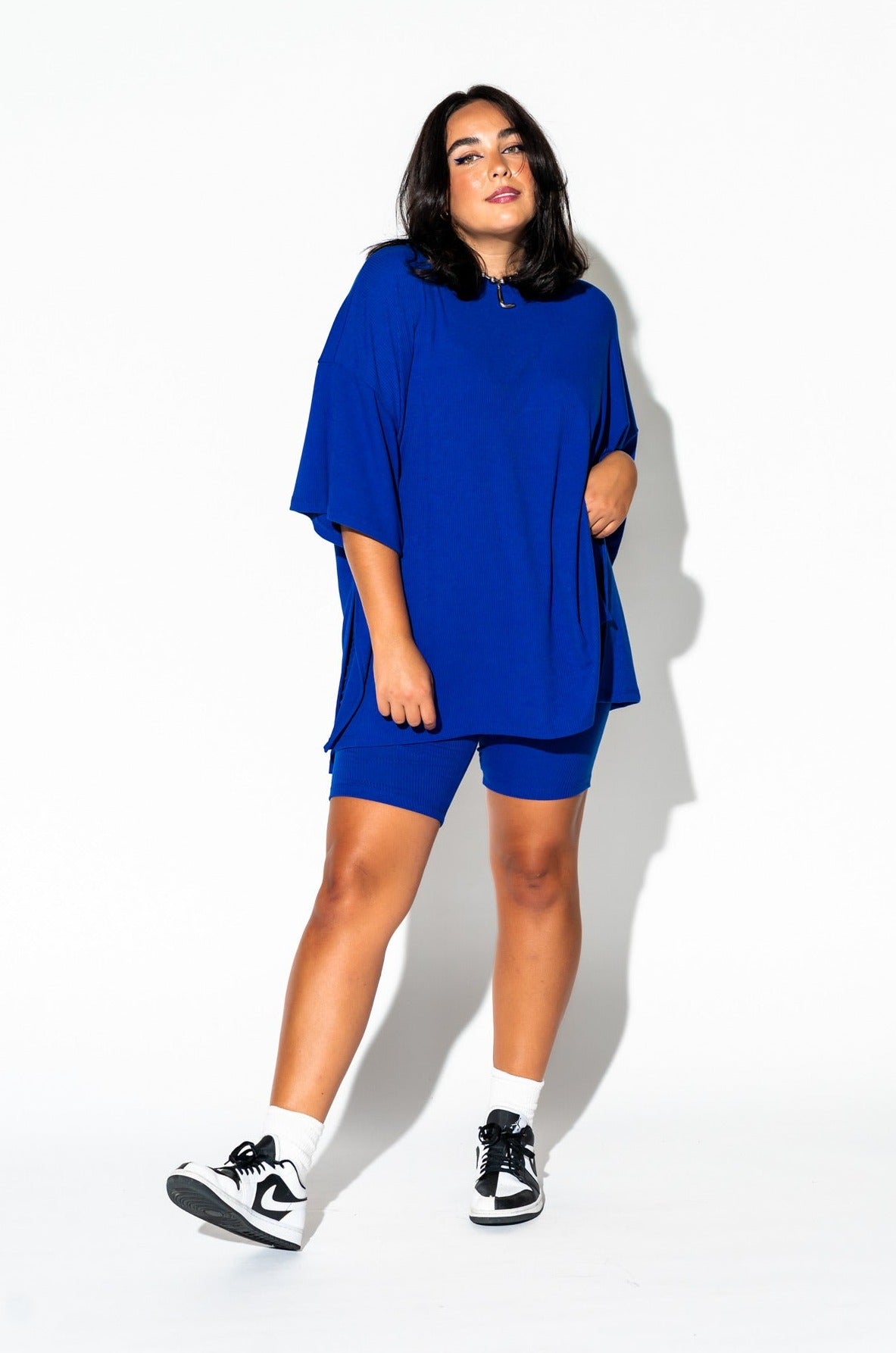 LALA ORIGINAL: Malone Ribbed Biker Set in Royal Blue - Dressed in Lala