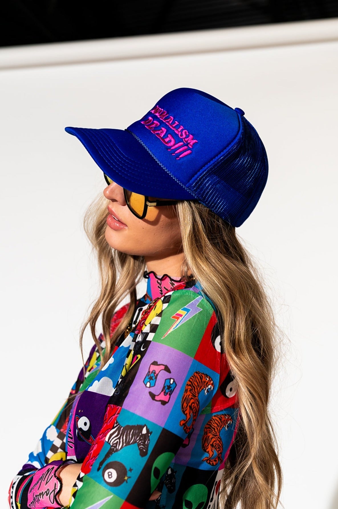 LALA ORIGINAL: Minimalism Is Dead Embroidered Trucker Hat - Dressed in Lala