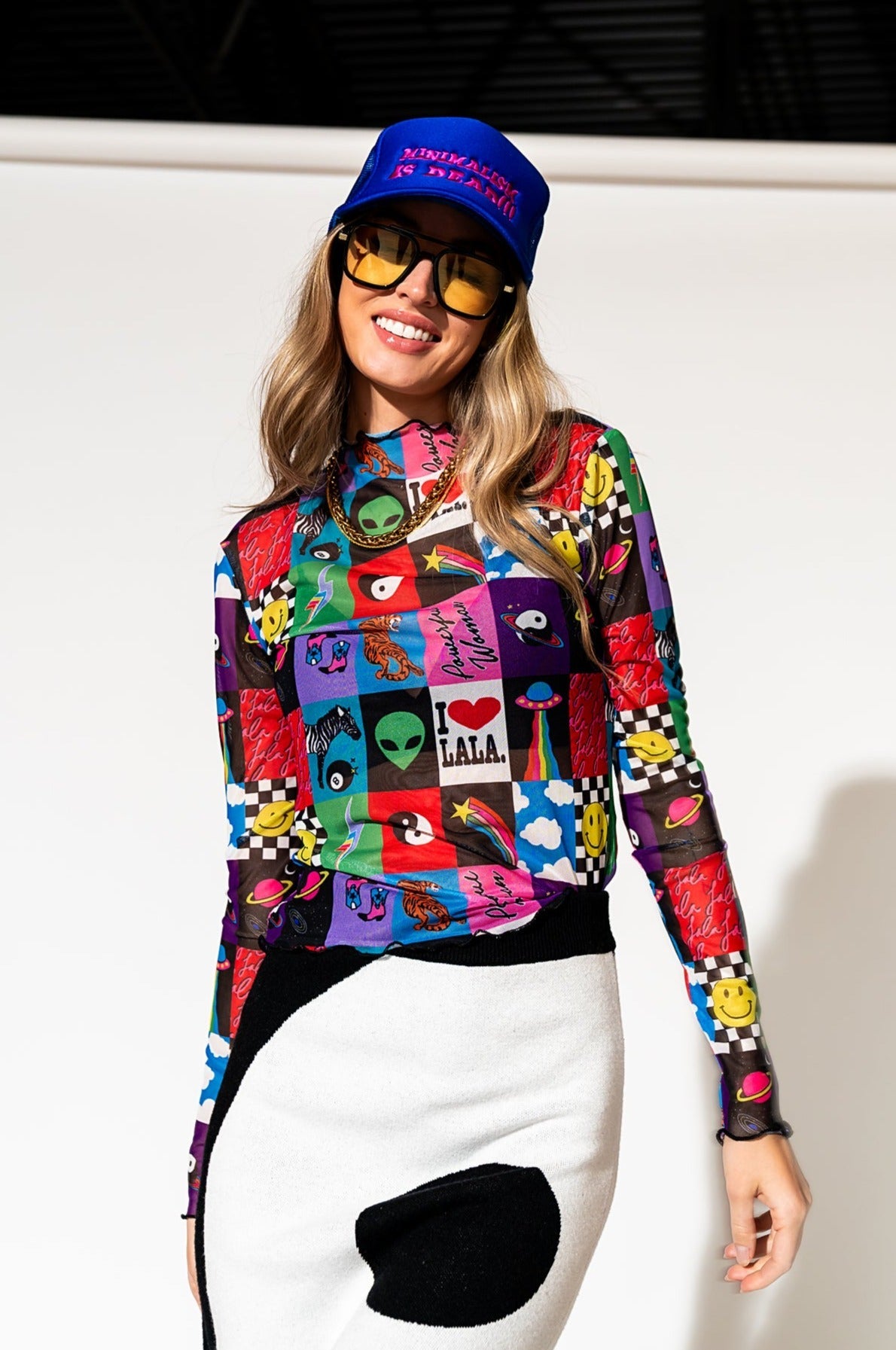 LALA ORIGINAL: Minimalism Is Dead Embroidered Trucker Hat - Dressed in Lala