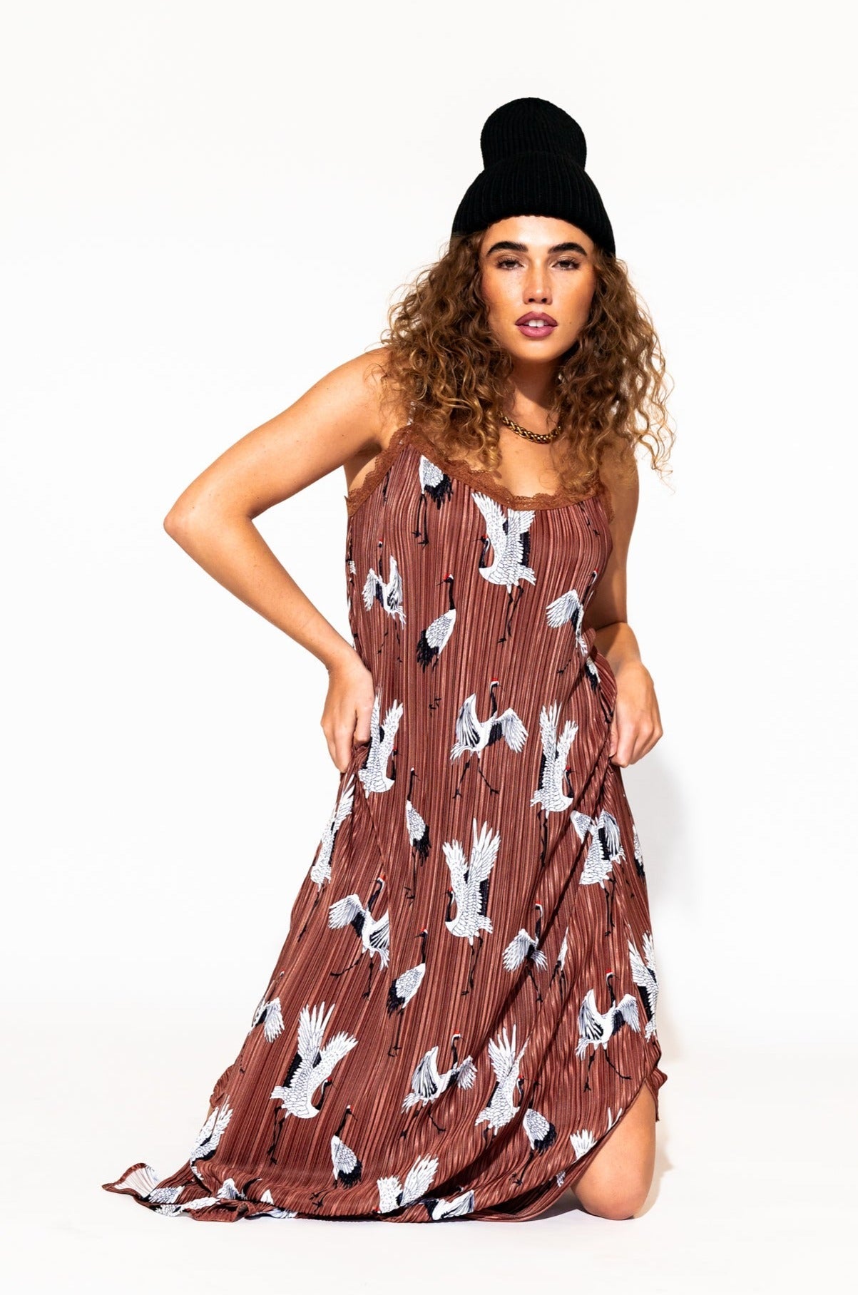 LALA ORIGINAL: Money Honey Plisse Slip Dress in Eternal Youth - Dressed in Lala