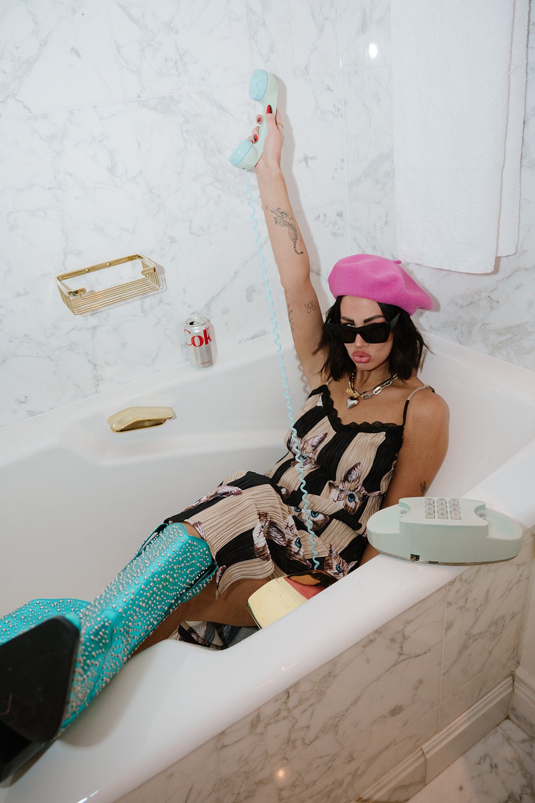 LALA ORIGINAL: Money Honey Plisse Slip Dress in Pretty Kitty - Dressed in Lala