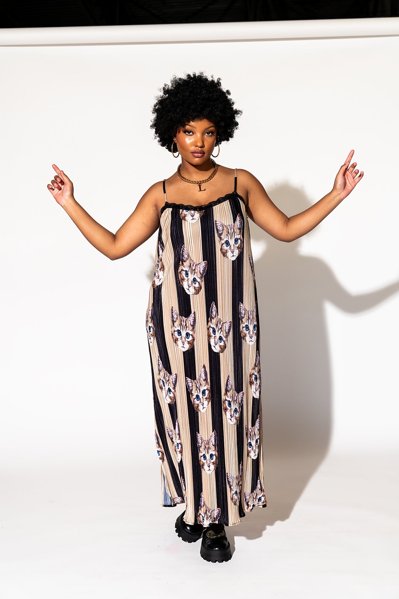 LALA ORIGINAL: Money Honey Plisse Slip Dress in Pretty Kitty - Dressed in Lala