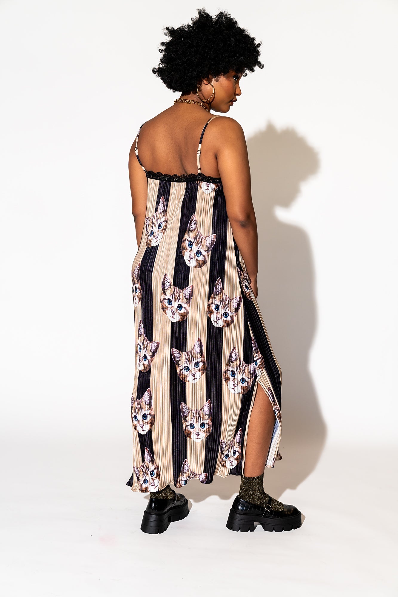 LALA ORIGINAL: Money Honey Plisse Slip Dress in Pretty Kitty - Dressed in Lala