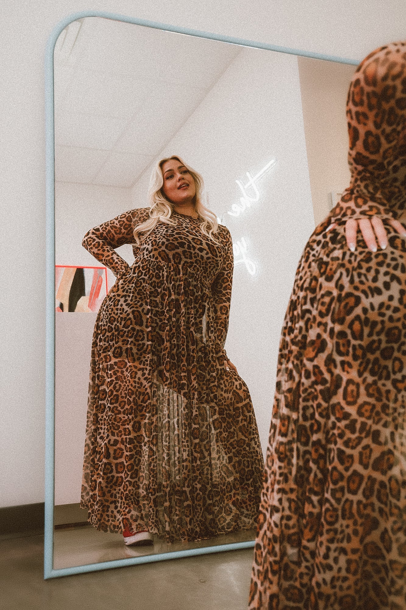 LALA ORIGINAL: More You Mesh Maxi Dress in Macro Leopard - Dressed in Lala
