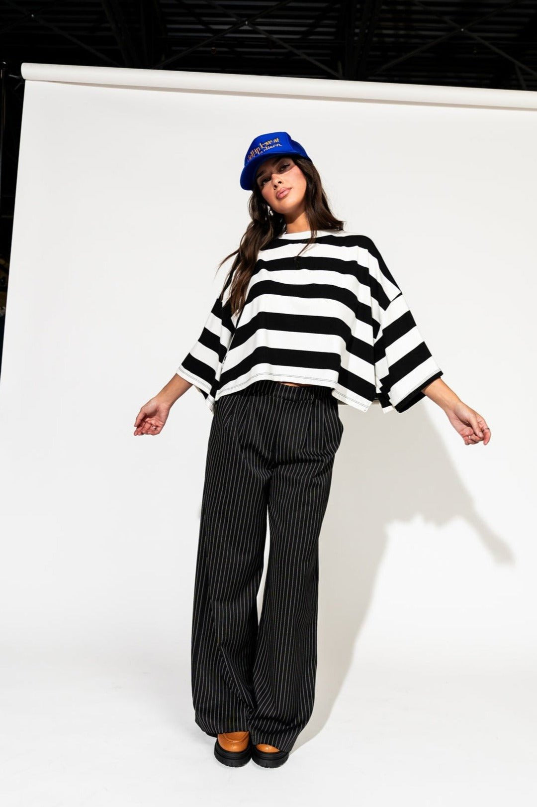LALA ORIGINAL: Ozzy Tee in Black + White Stripes - Dressed in Lala