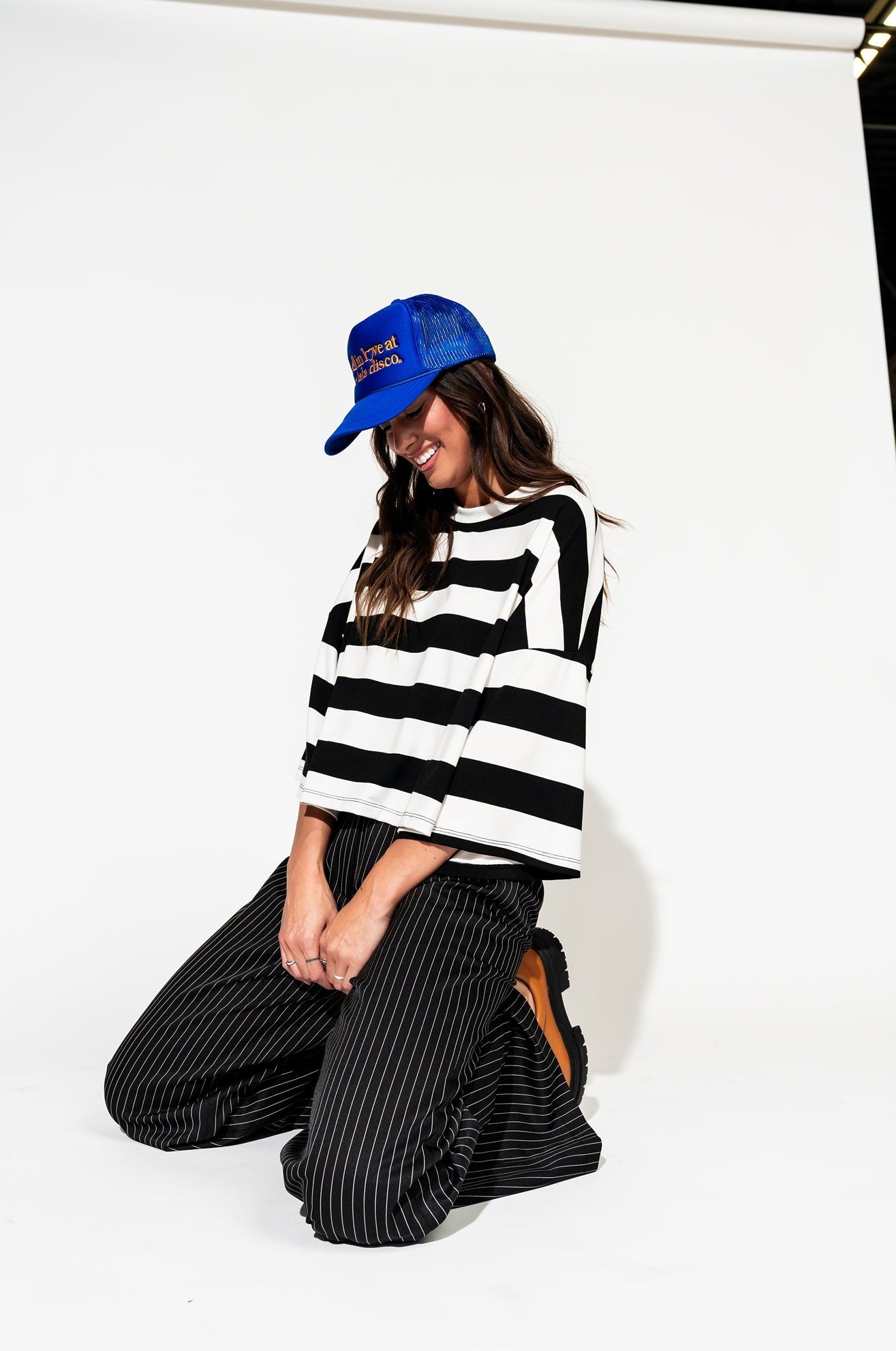 LALA ORIGINAL: Ozzy Tee in Black + White Stripes - Dressed in Lala