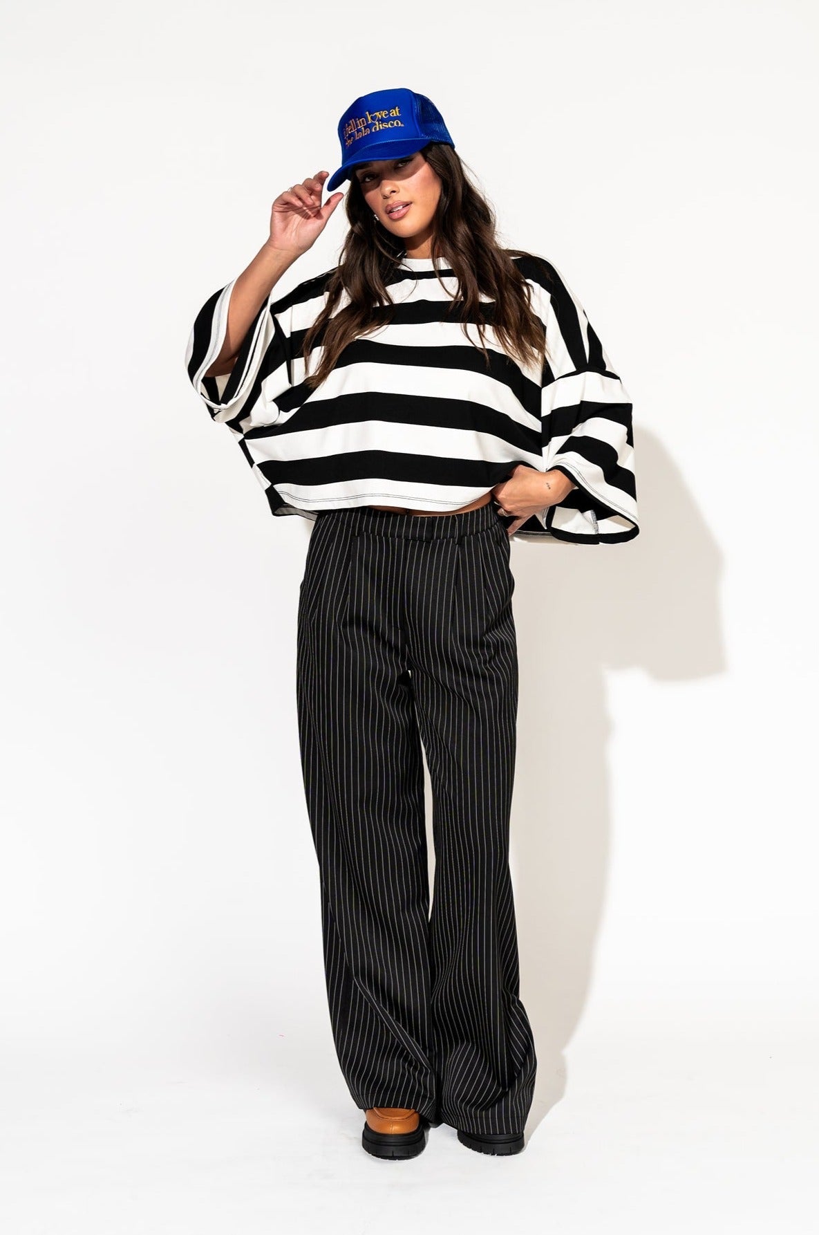 LALA ORIGINAL: Ozzy Tee in Black + White Stripes - Dressed in Lala