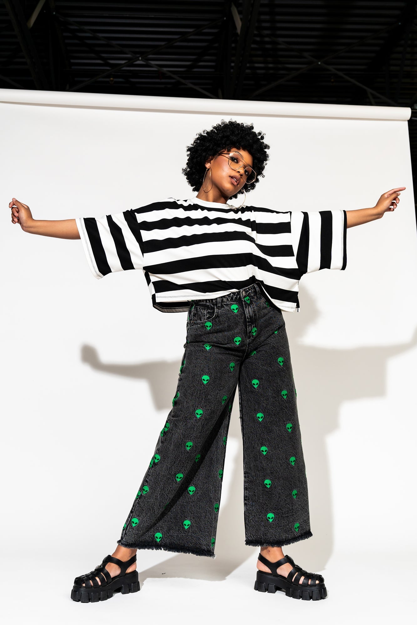 LALA ORIGINAL: Ozzy Tee in Black + White Stripes - Dressed in Lala