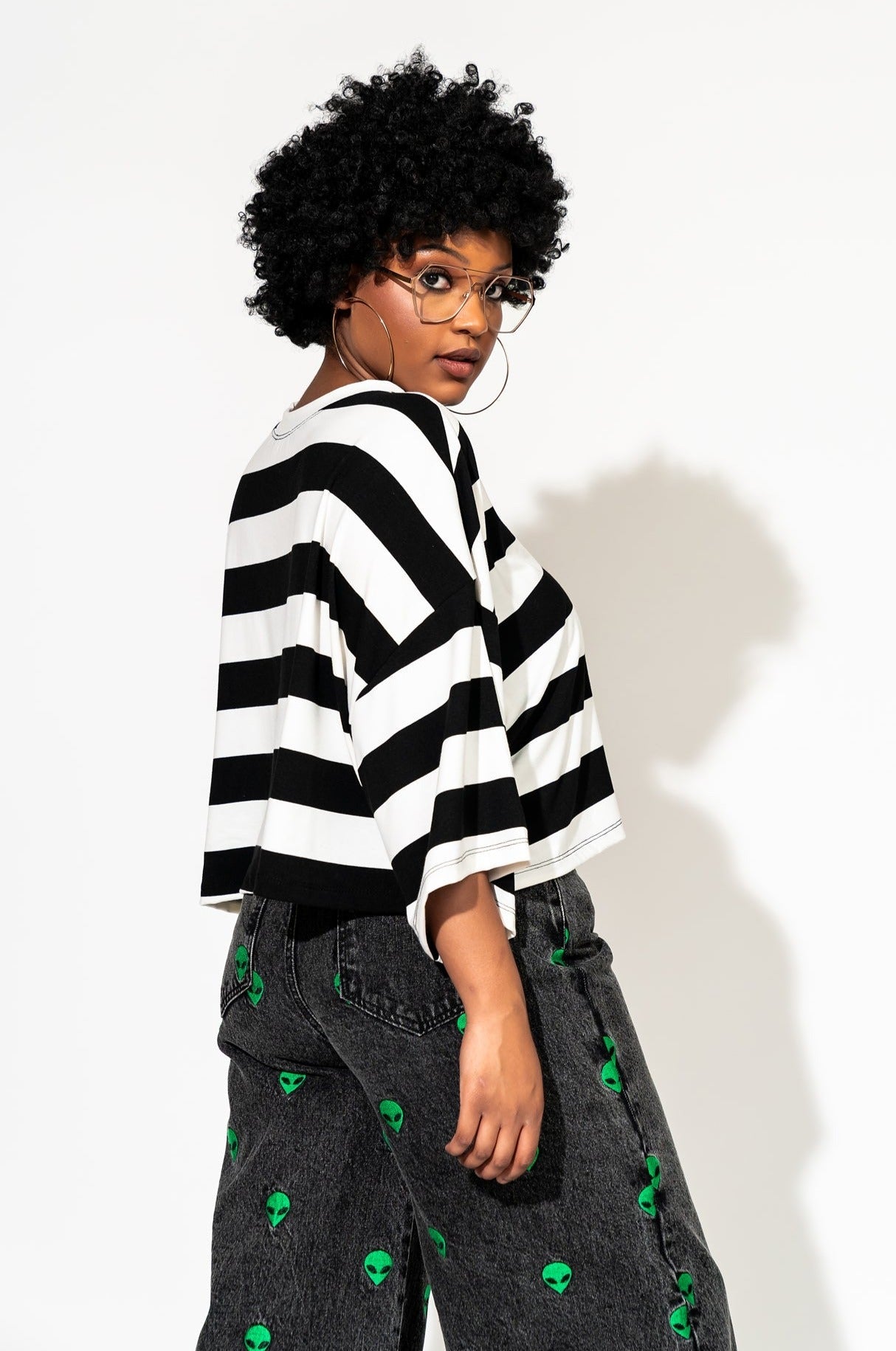LALA ORIGINAL: Ozzy Tee in Black + White Stripes - Dressed in Lala