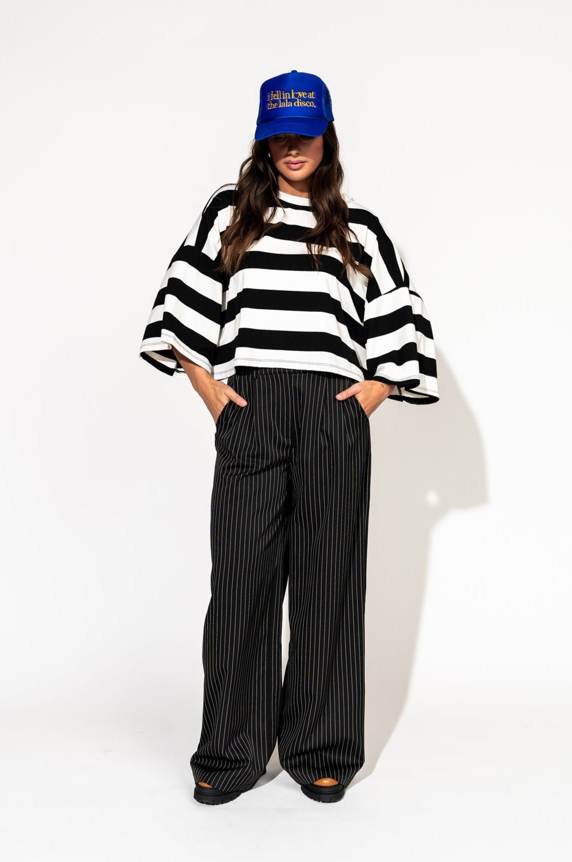 LALA ORIGINAL: Ozzy Tee in Black + White Stripes - Dressed in Lala