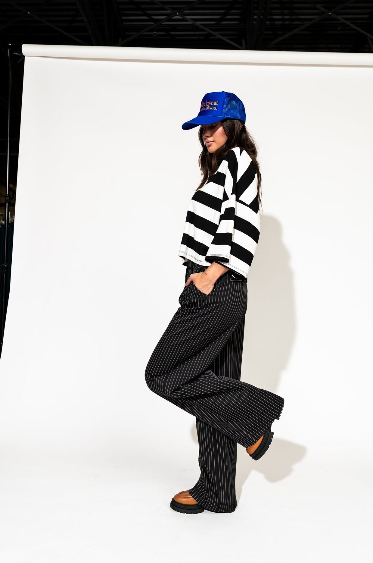 LALA ORIGINAL: Ozzy Tee in Black + White Stripes - Dressed in Lala