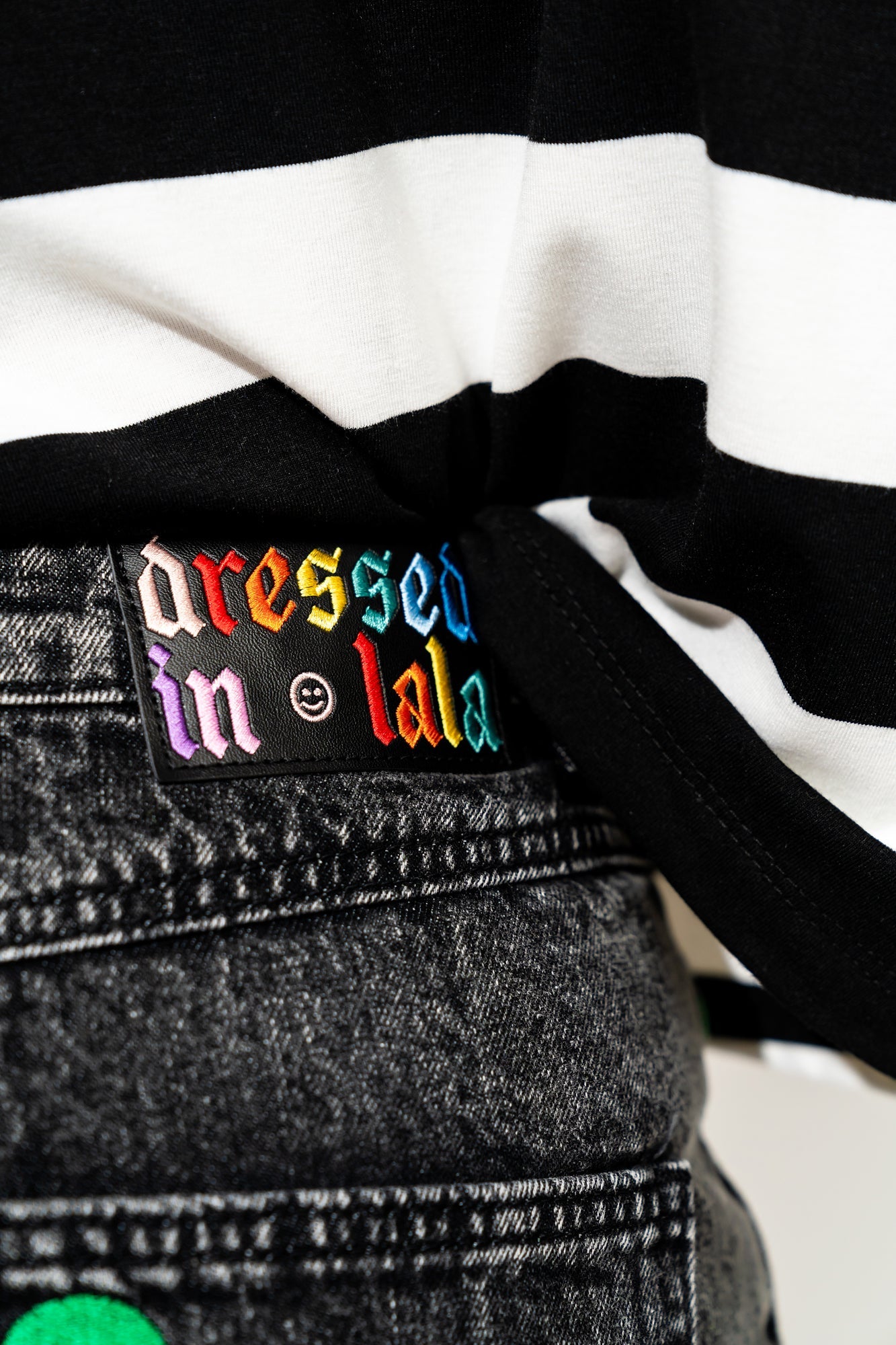 LALA ORIGINAL: Rare Embroidered Alien Wide Leg Denim - Dressed in Lala
