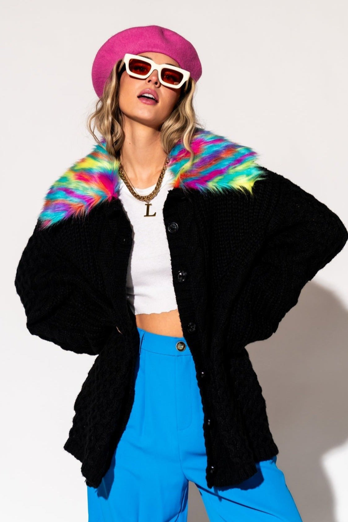 LALA ORIGINAL: Unbothered Grandpa Cardigan in Black - Dressed in Lala