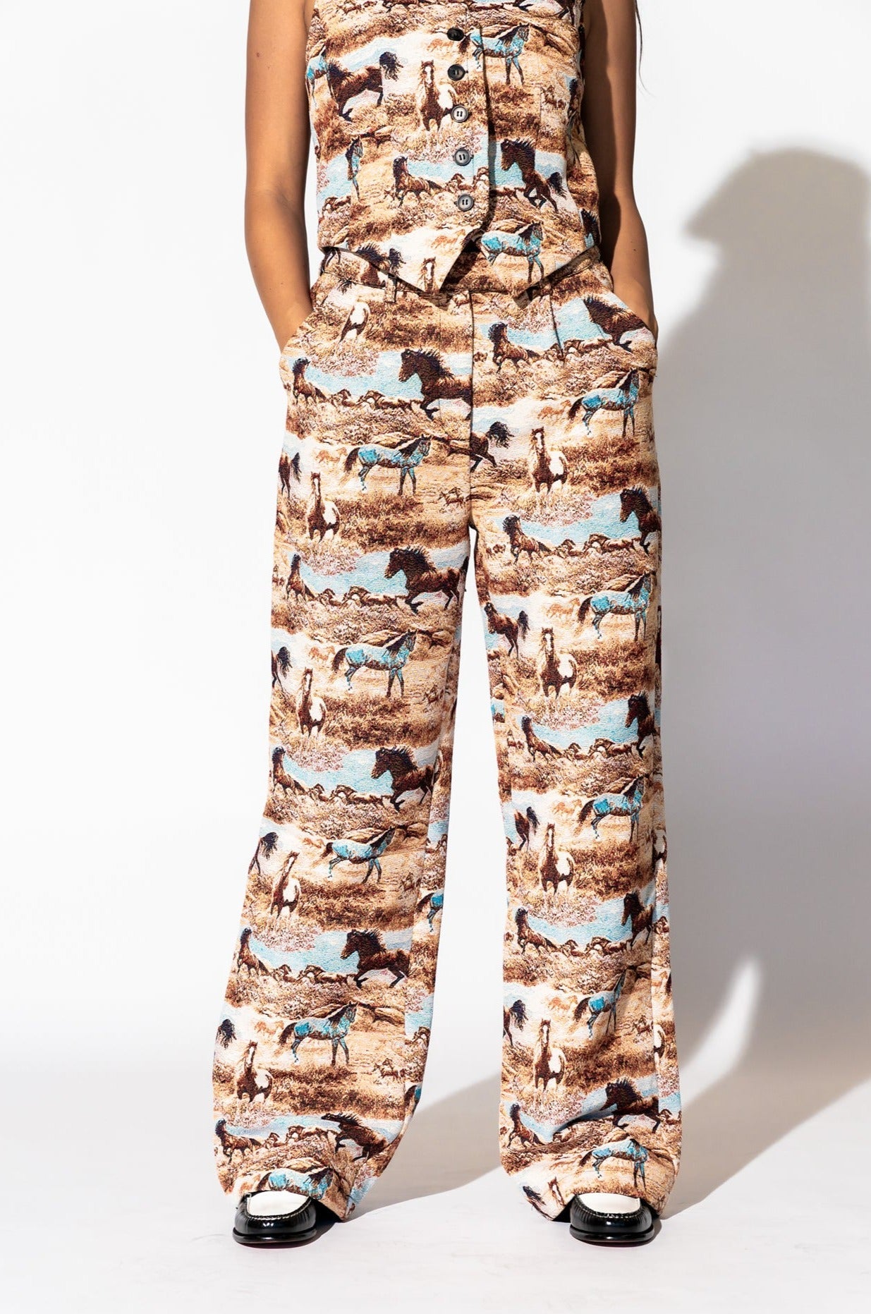 LALA ORIGINAL: Untamed Horse Jacquard Trousers - Dressed in Lala