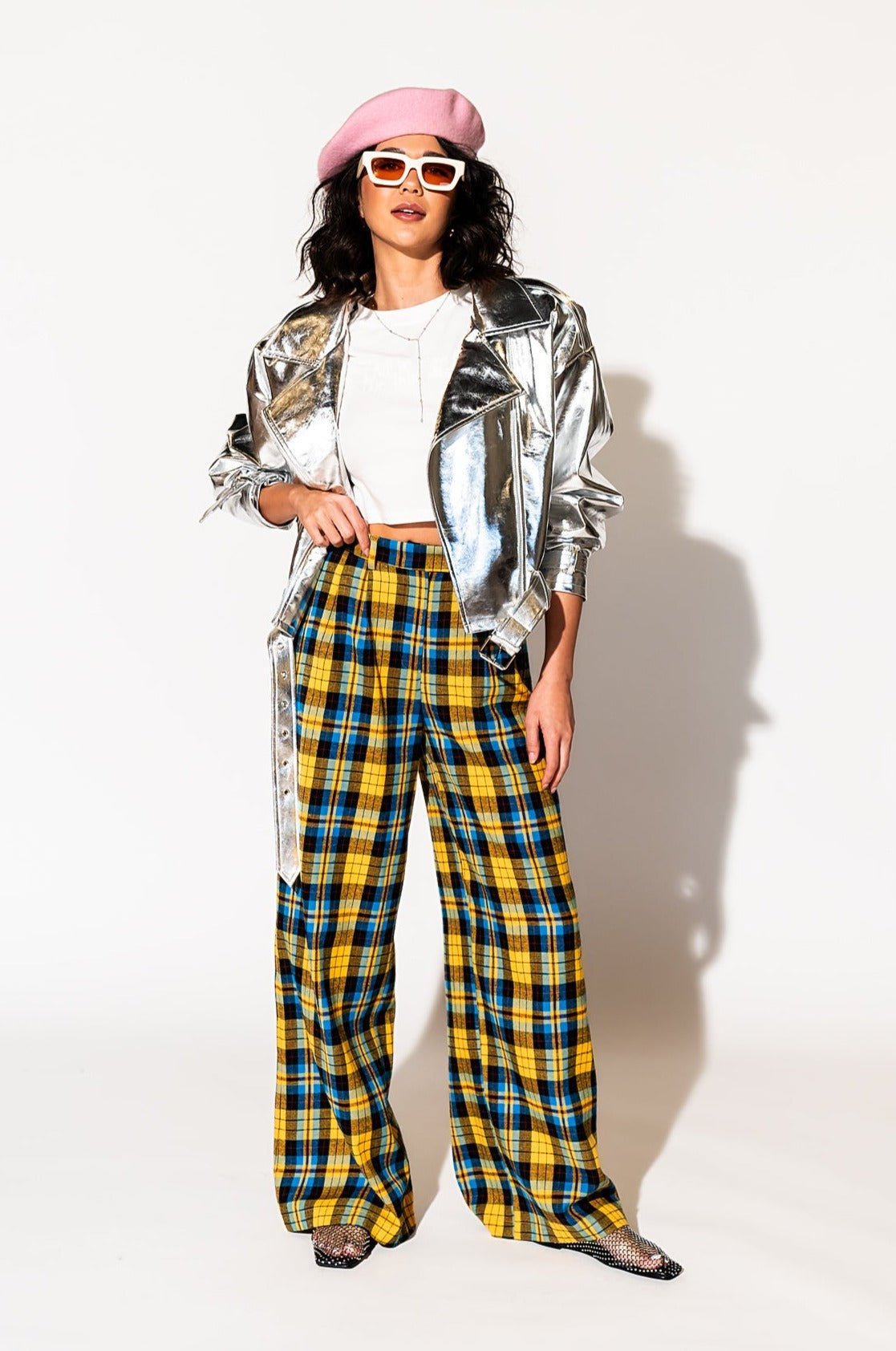 LALA ORIGINAL: Vegan Leather Metallic Moto Jacket in Silver - Dressed in Lala