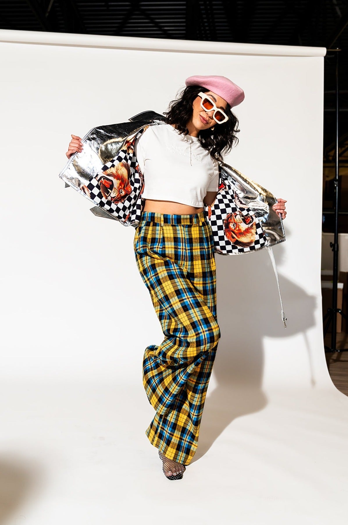 LALA ORIGINAL: Vegan Leather Metallic Moto Jacket in Silver - Dressed in Lala