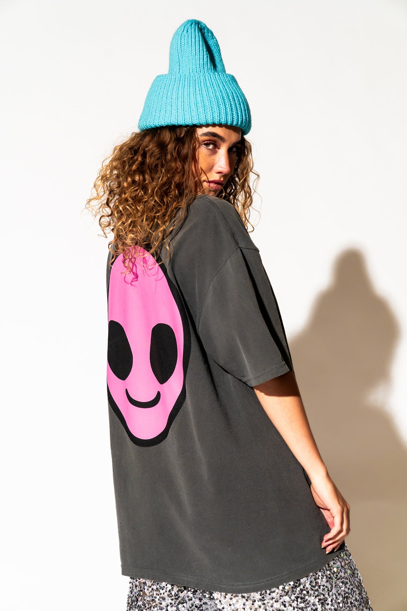 LALA ORIGINAL: Weirdo Alien Tee in Charcoal + Pink - Dressed in Lala