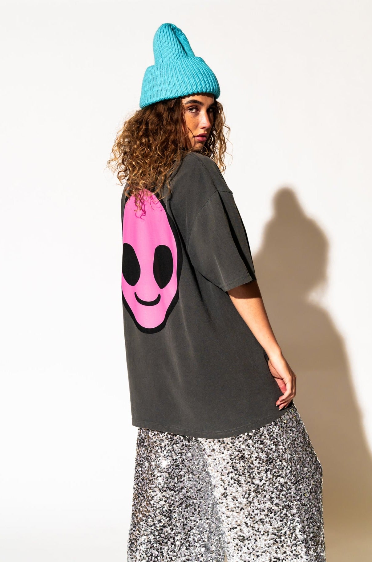 LALA ORIGINAL: Weirdo Alien Tee in Charcoal + Pink - Dressed in Lala