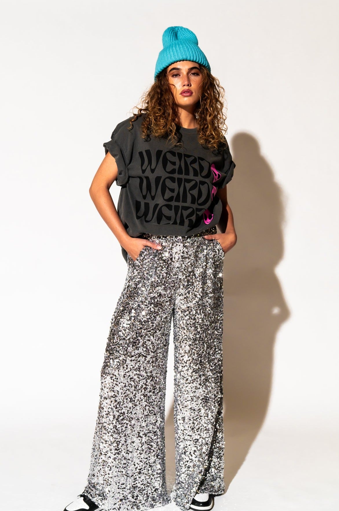 LALA ORIGINAL: Weirdo Alien Tee in Charcoal + Pink - Dressed in Lala