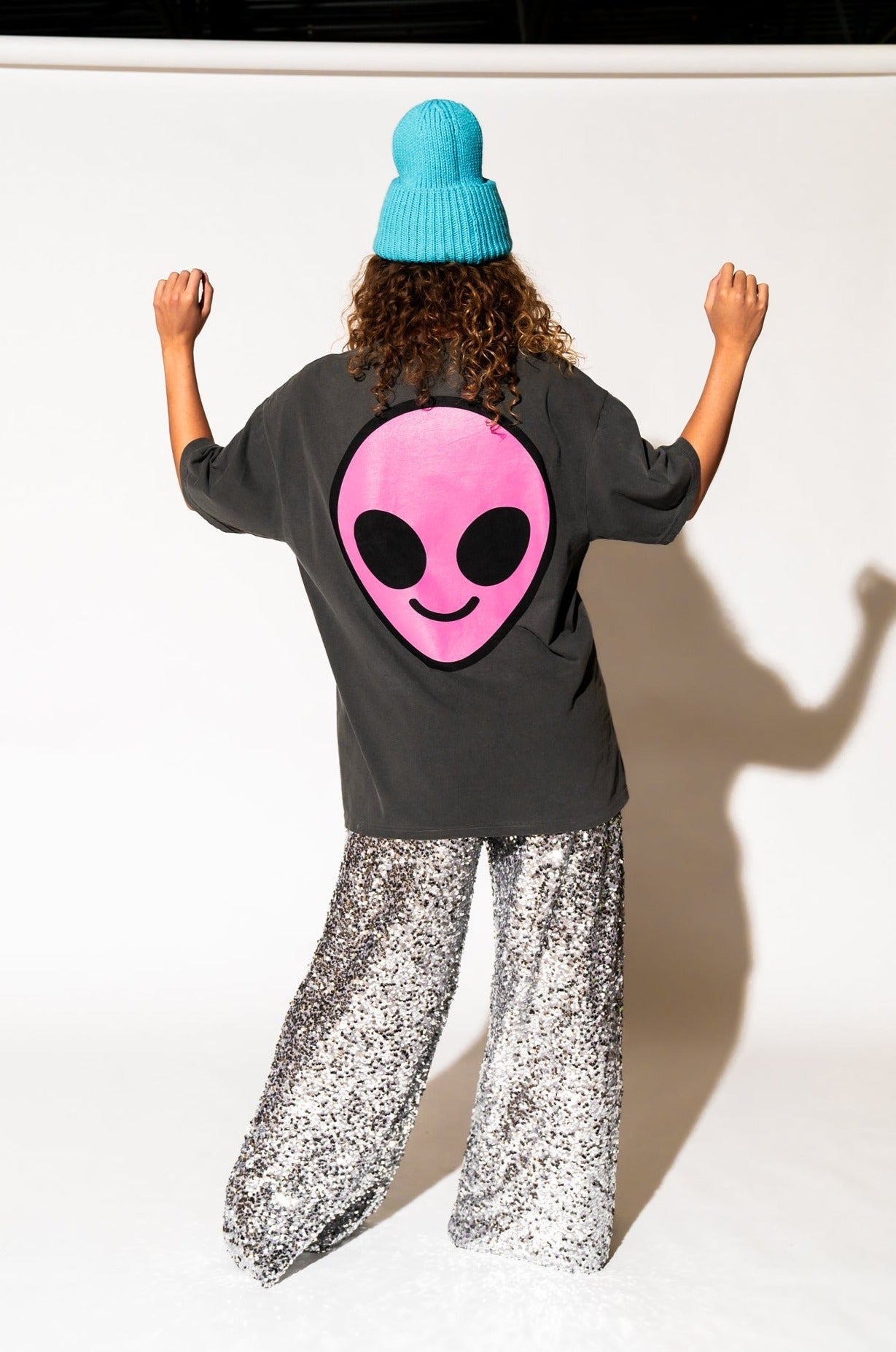 LALA ORIGINAL: Weirdo Alien Tee in Charcoal + Pink - Dressed in Lala