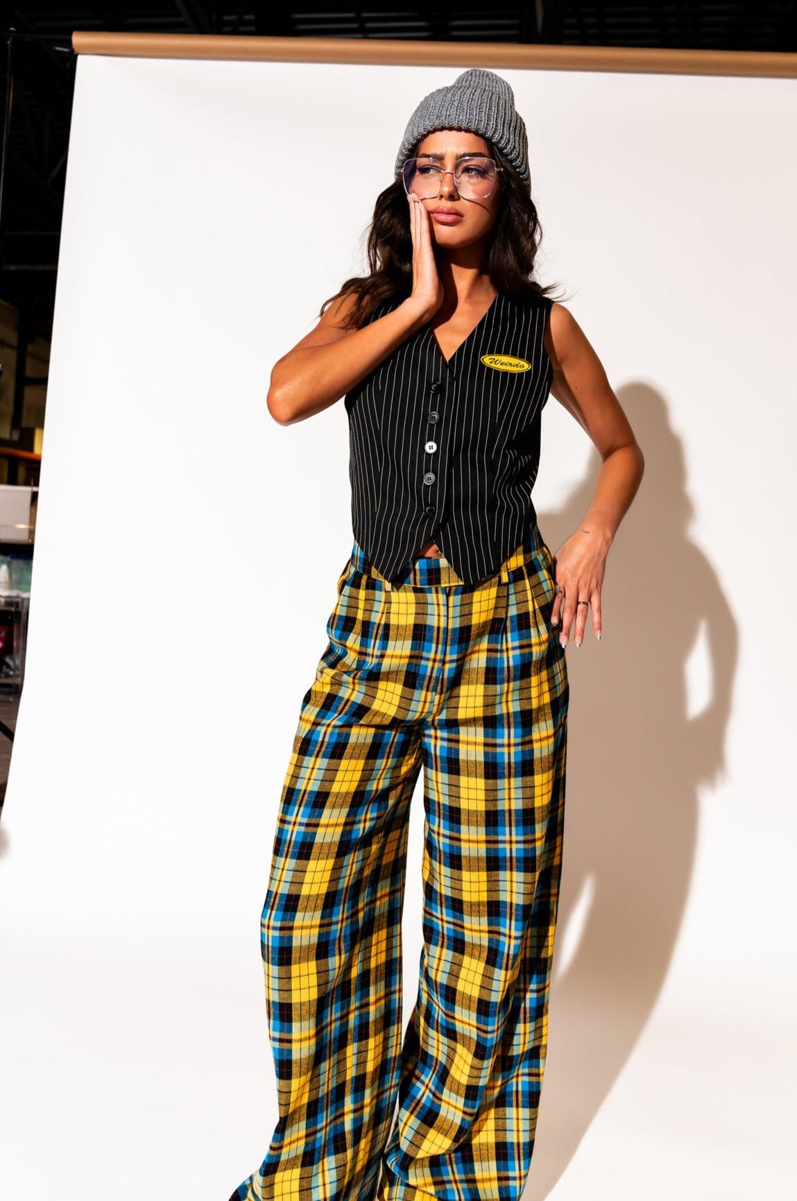 LALA ORIGINAL: Weirdo Waistcoat in Black Pinstripe - Dressed in Lala