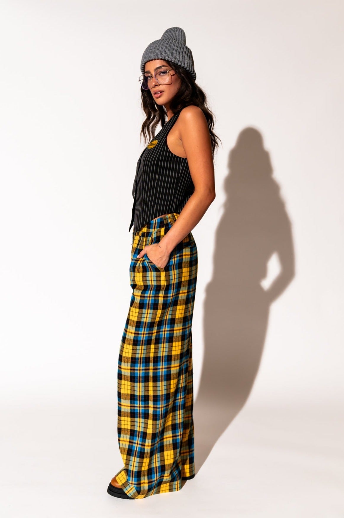 LALA ORIGINAL: Weirdo Waistcoat in Black Pinstripe - Dressed in Lala