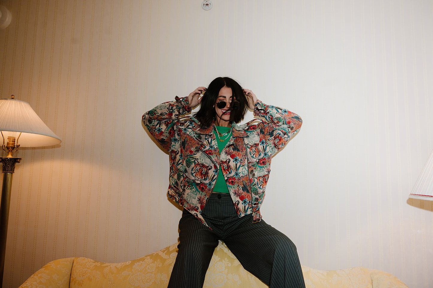 LALA ORIGINAL: Wild Soul Tiger Jacquard Moto Jacket - Dressed in Lala