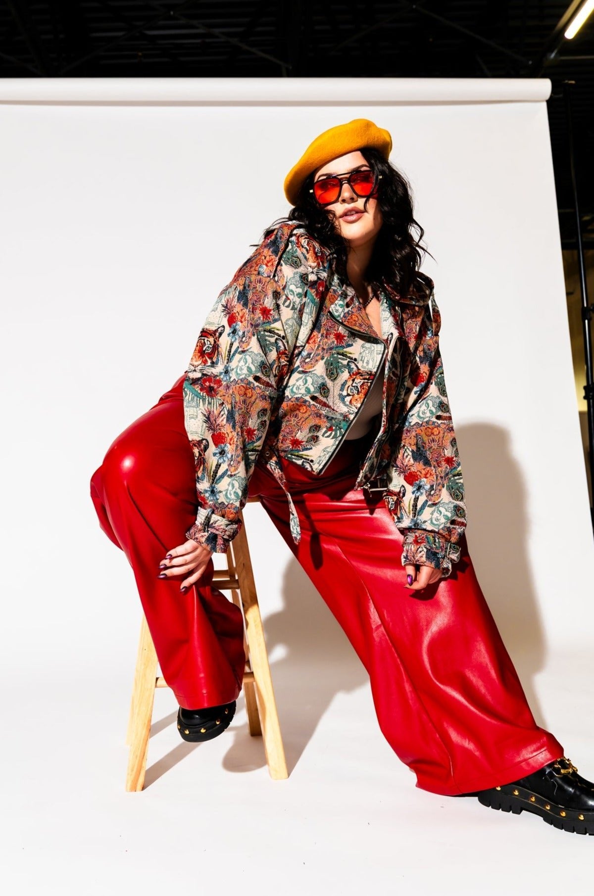 LALA ORIGINAL: Wild Soul Tiger Jacquard Moto Jacket - Dressed in Lala