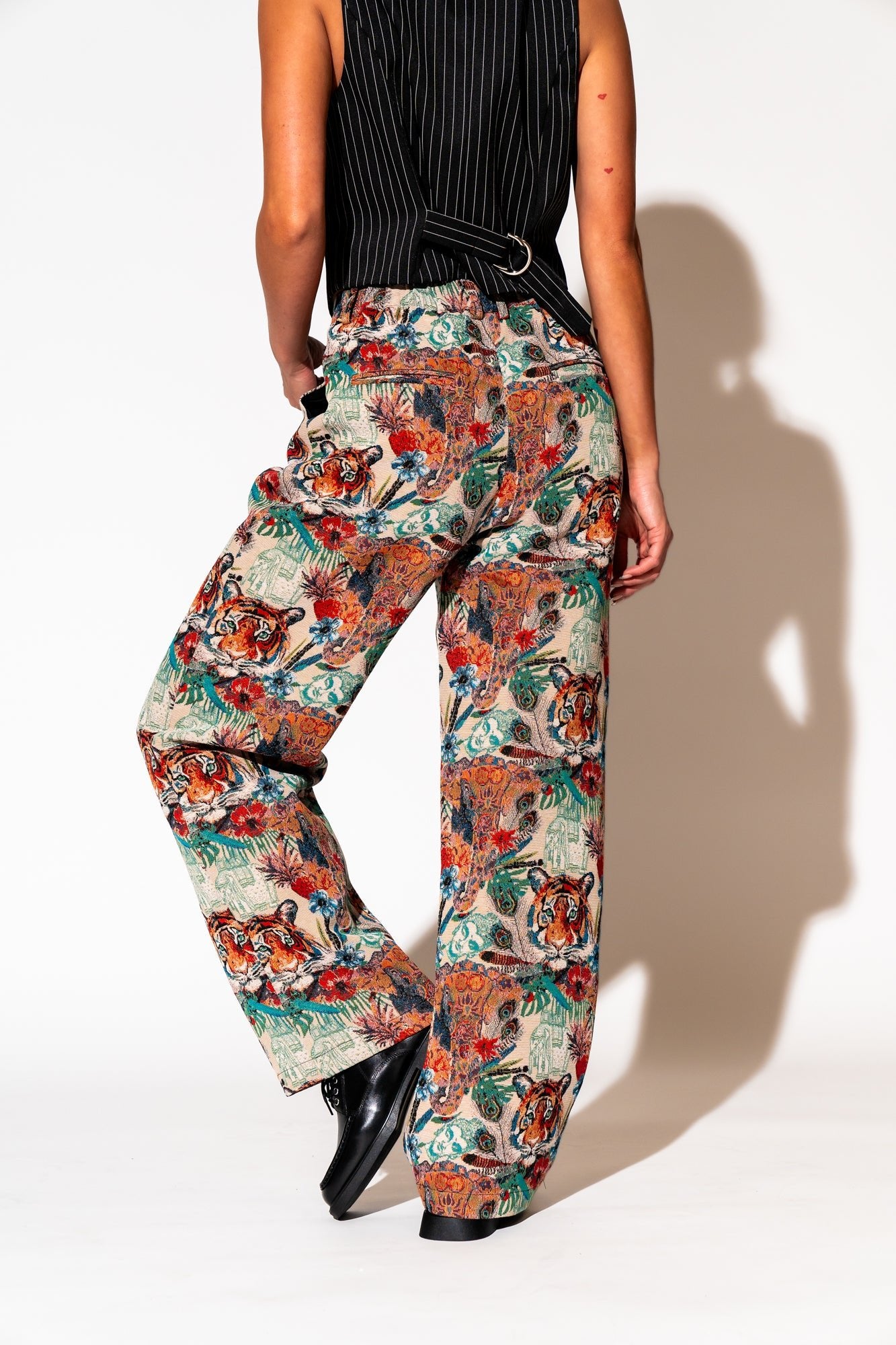 LALA ORIGINAL: Wild Soul Tiger Jacquard Trousers - Dressed in Lala