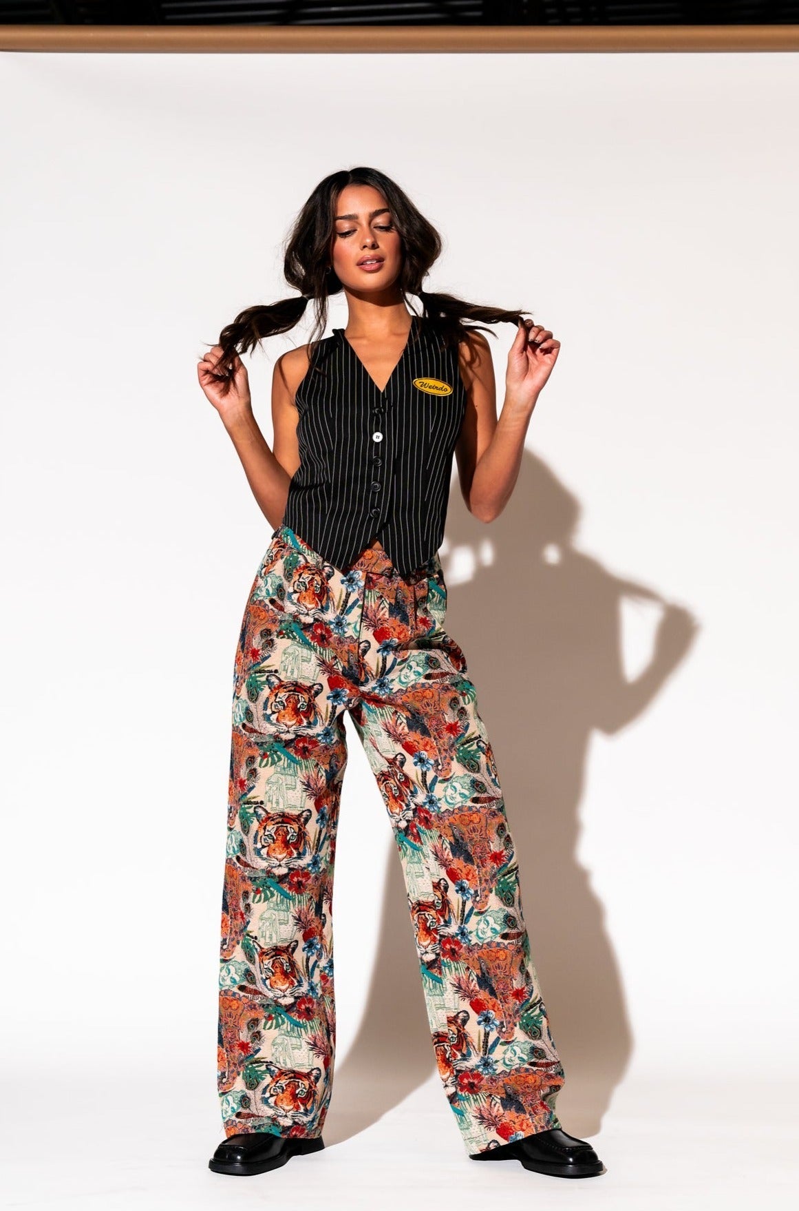 LALA ORIGINAL: Wild Soul Tiger Jacquard Trousers - Dressed in Lala